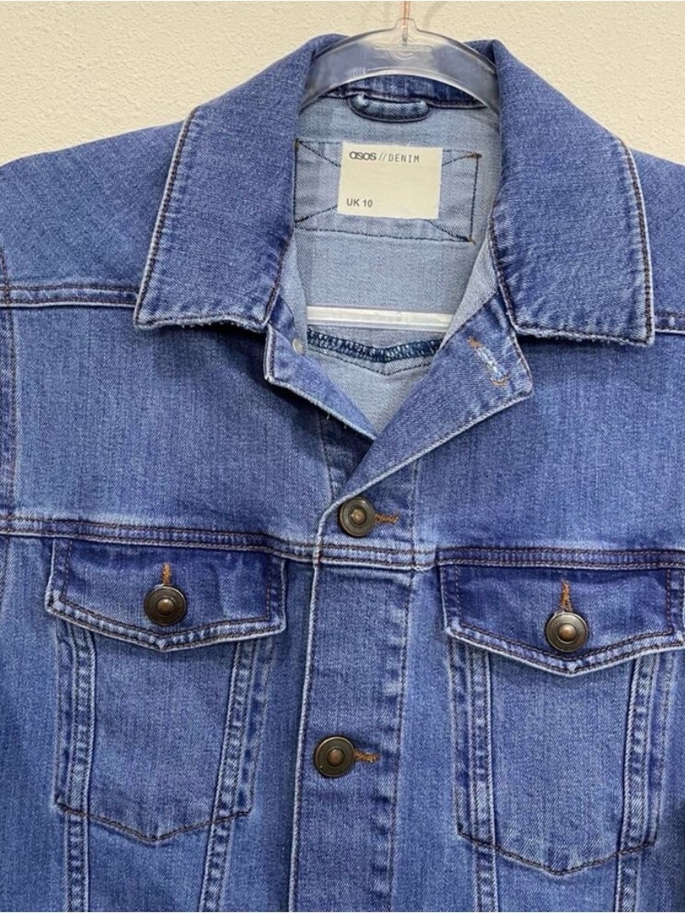 ASOS Trucker Jean Vest Oversized Sleeveless Blue Denim Medium Wash US 6 / UK 10 - Picture 2 of 11